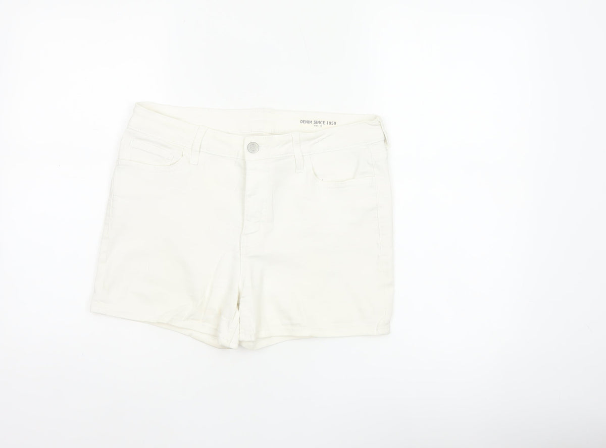 Marks and Spencer Women White UK 12 Denim Stretch 5-Pocket Shorts