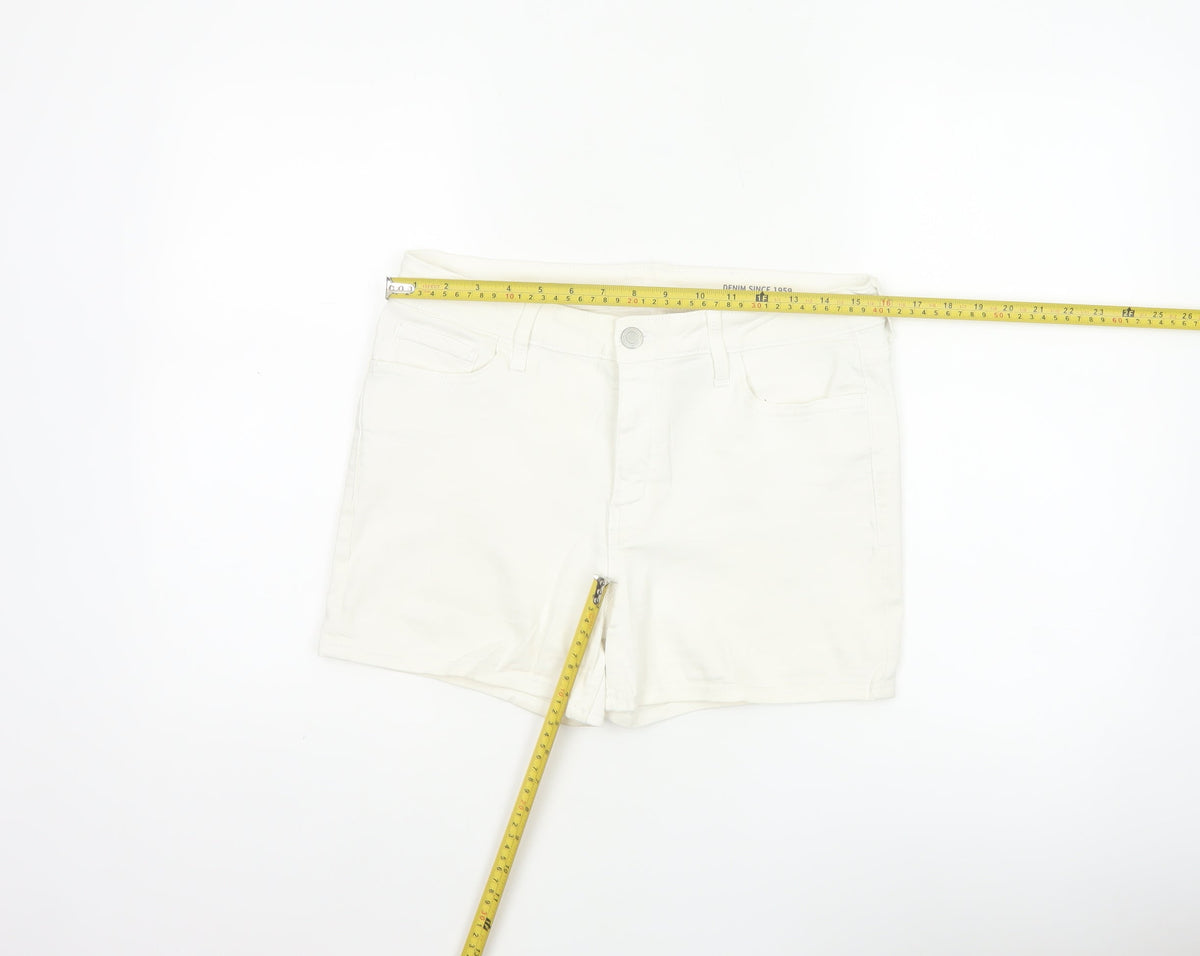 Marks and Spencer Women White UK 12 Denim Stretch 5-Pocket Shorts