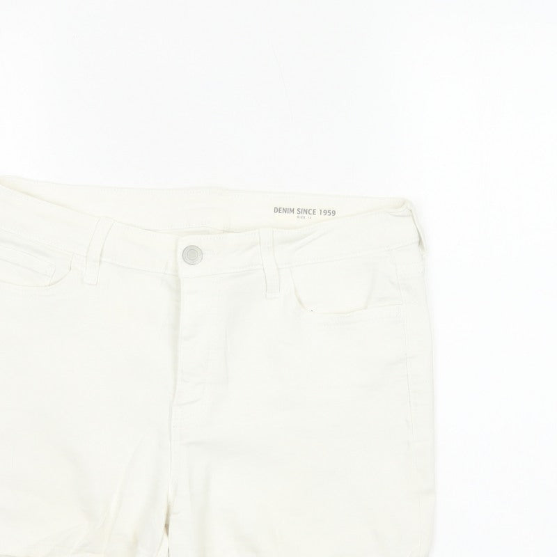 Marks and Spencer Women White UK 12 Denim Stretch 5-Pocket Shorts