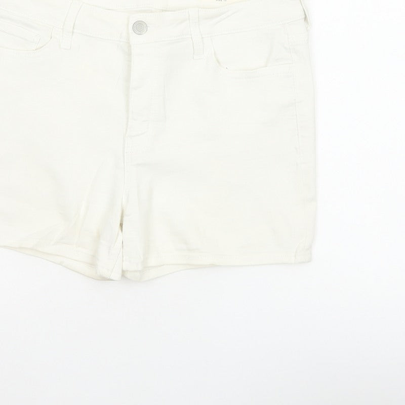Marks and Spencer Women White UK 12 Denim Stretch 5-Pocket Shorts