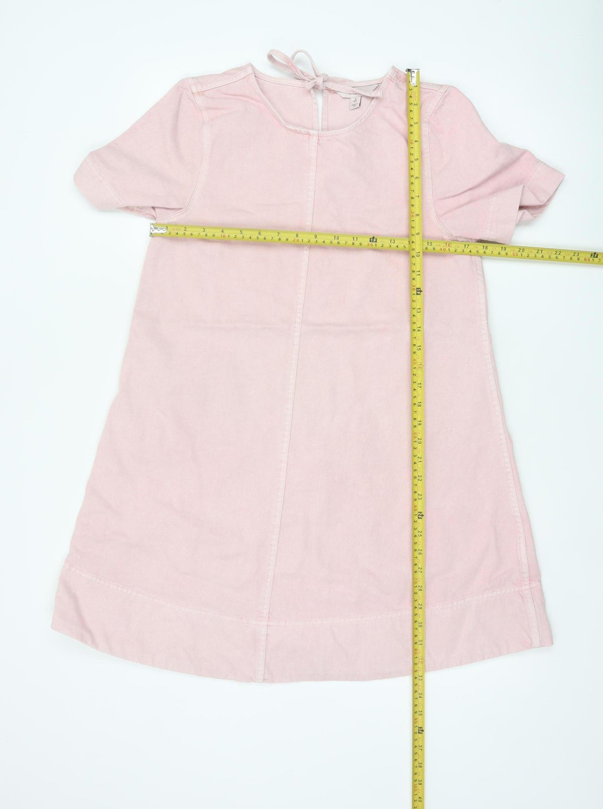 Marks and Spencer Women Pink UK 8 Shift Dress Cotton Flutter Sleeve