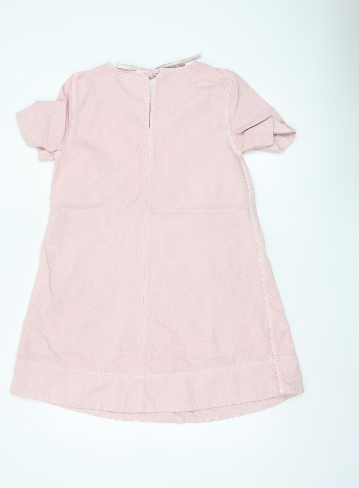 Marks and Spencer Women Pink UK 8 Shift Dress Cotton Flutter Sleeve