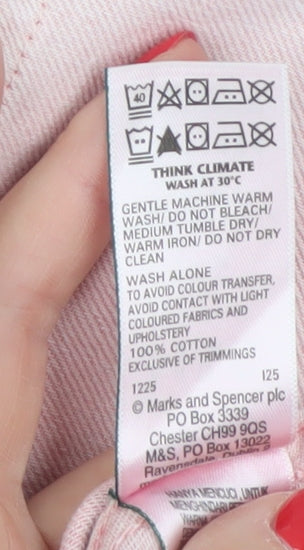 Marks and Spencer Women Pink UK 8 Shift Dress Cotton Flutter Sleeve