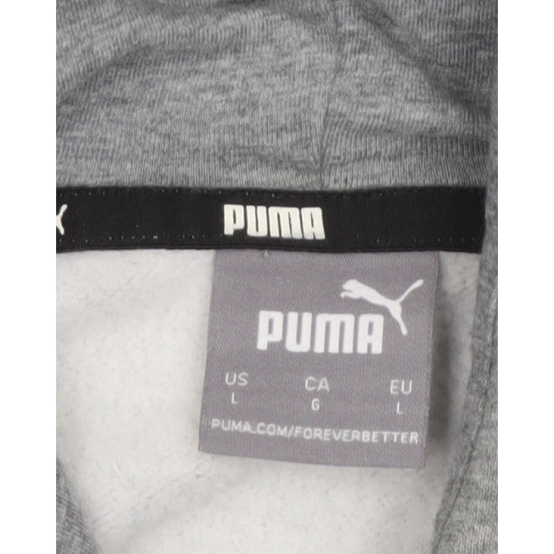 Puma Men's Grey L Pullover Hoodie Logo Graphic Print Kangaroo Pocket