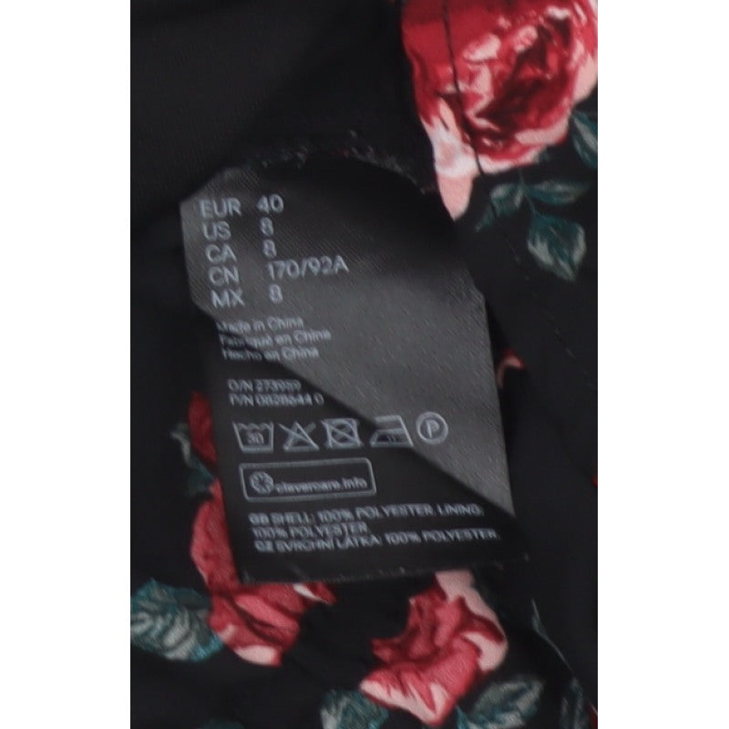 Divided H&M Women Black Floral UK 12 Off Shoulder Wrap Blouse