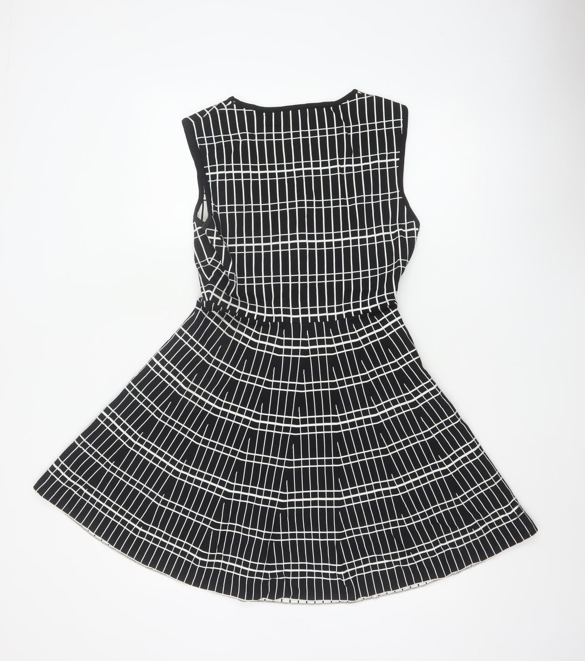 Zara Women Black Check Fit & Flare Knee Length Dress Size L