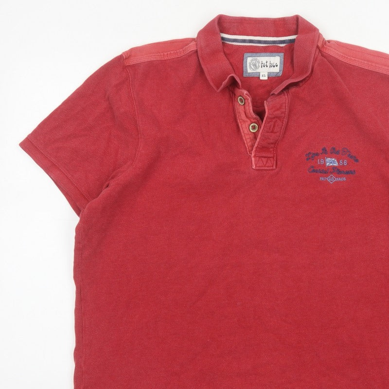 Fat Face Men’s Red XL Embroidered Cotton Short Sleeve Polo Shirt
