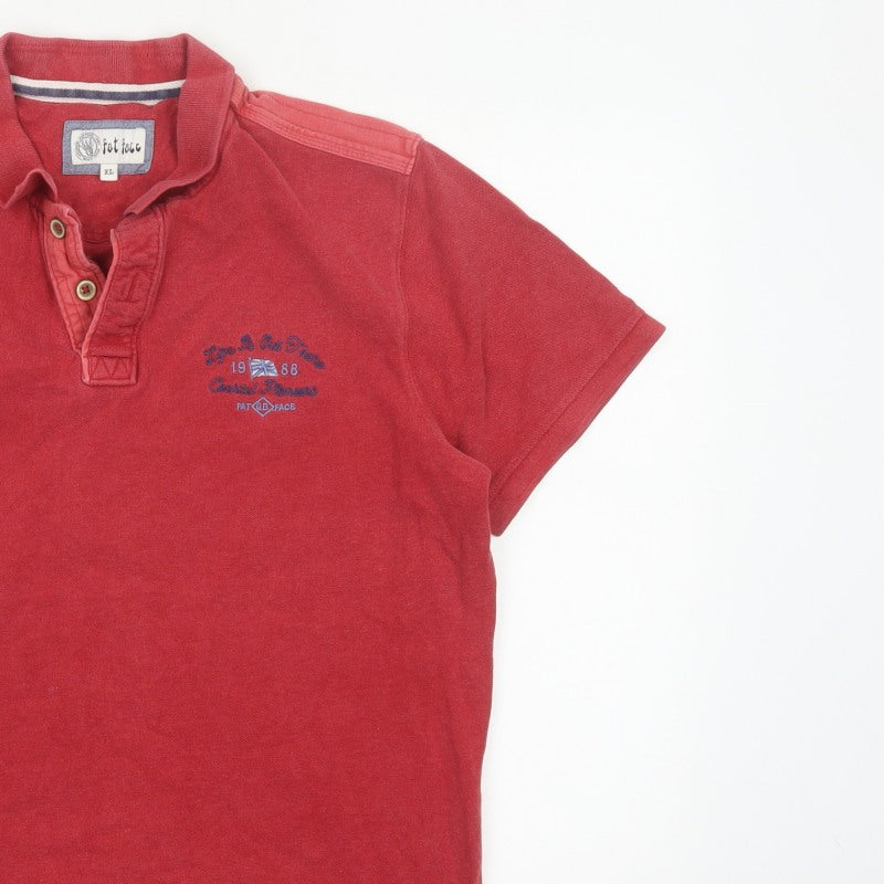 Fat Face Men’s Red XL Embroidered Cotton Short Sleeve Polo Shirt