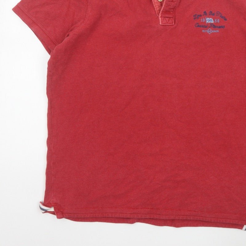 Fat Face Men’s Red XL Embroidered Cotton Short Sleeve Polo Shirt