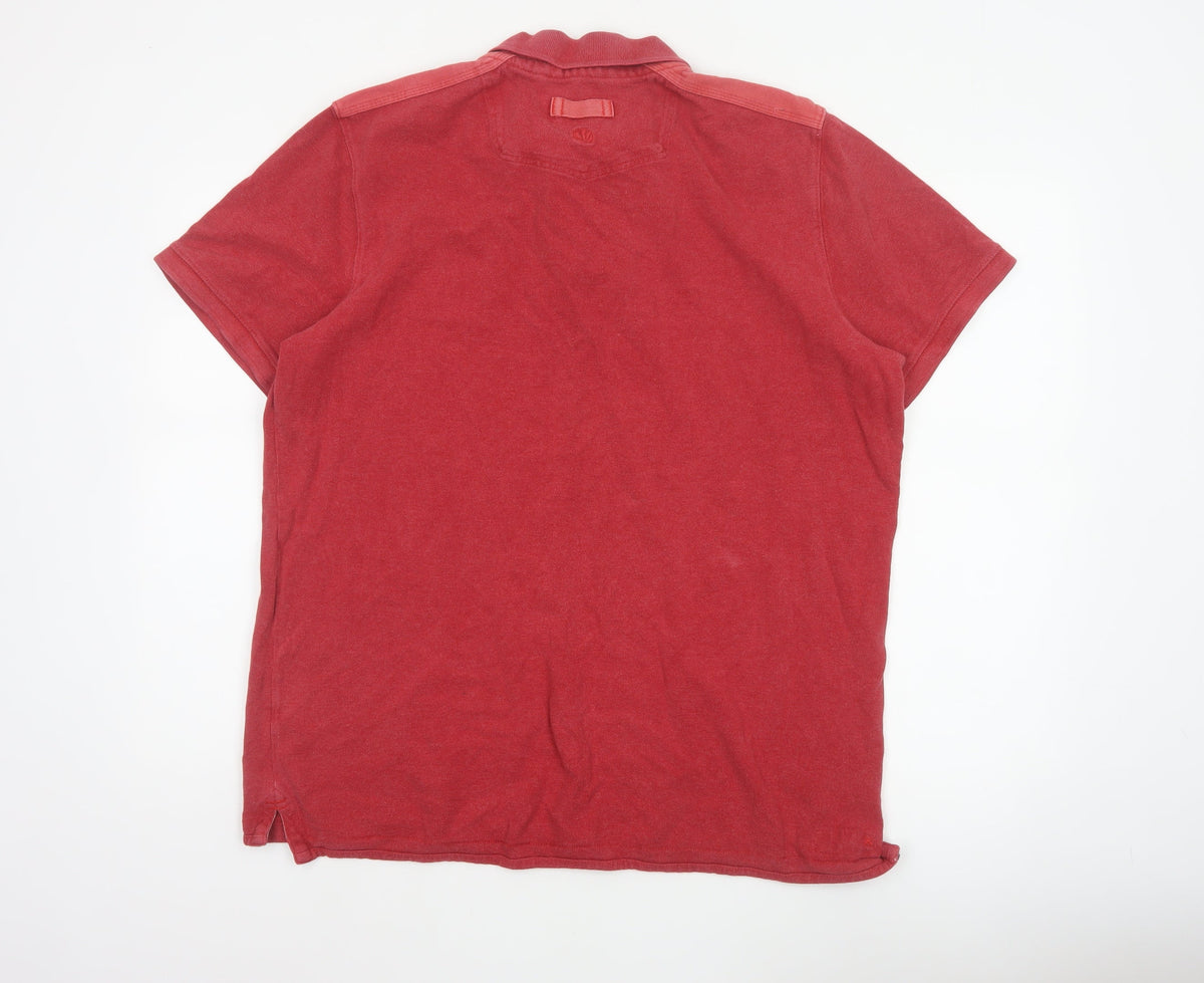 Fat Face Men’s Red XL Embroidered Cotton Short Sleeve Polo Shirt