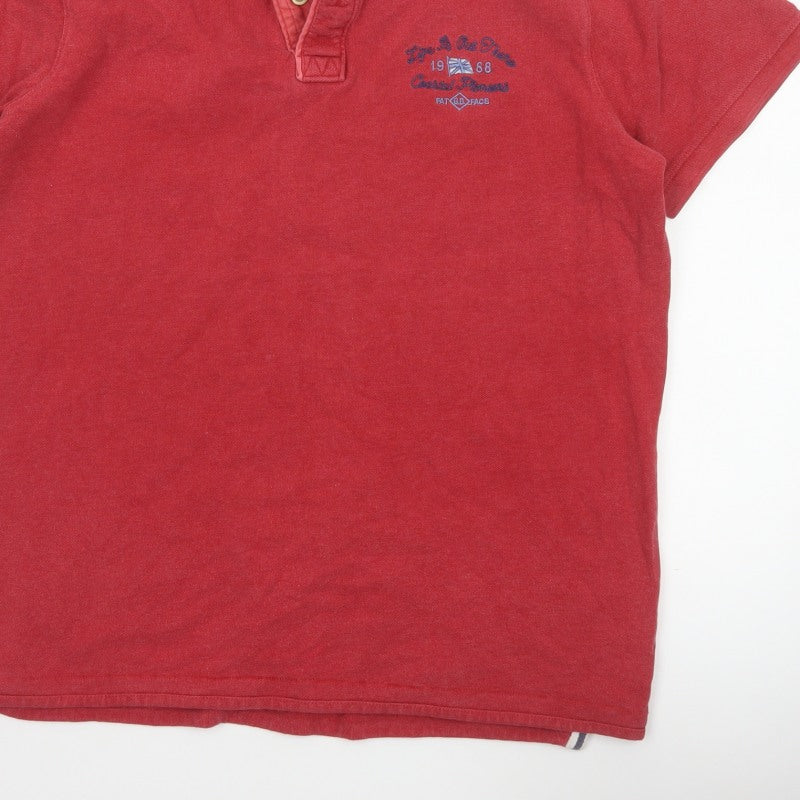 Fat Face Men’s Red XL Embroidered Cotton Short Sleeve Polo Shirt