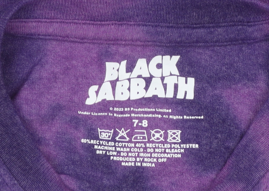 Rock Off Unisex Kids Purple Black Sabbath Graphic T-Shirt 7-8 Years