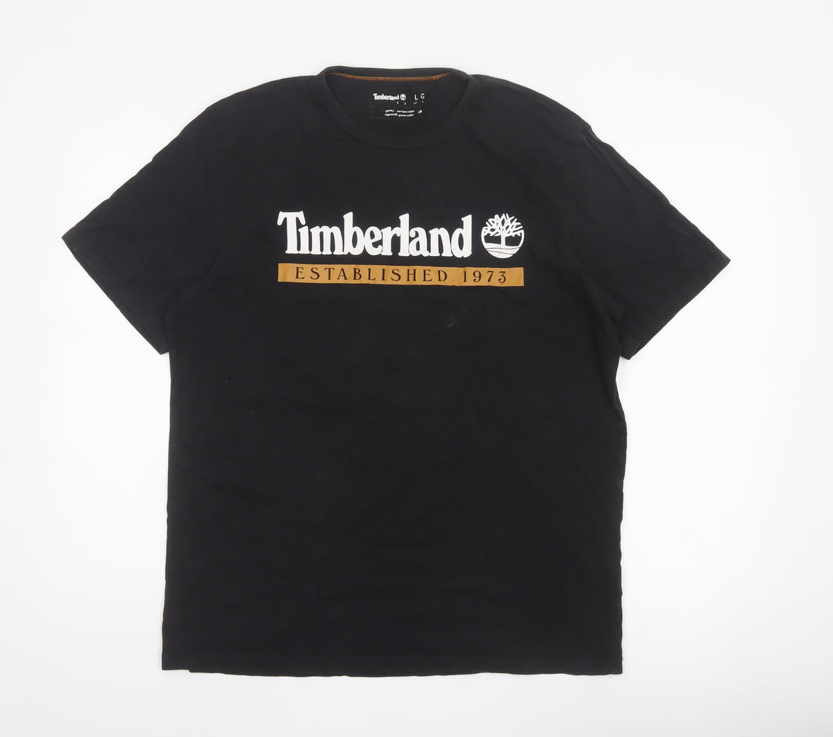 Timberland Men’s Black L Logo Graphic Print Crew Neck Cotton T-Shirt