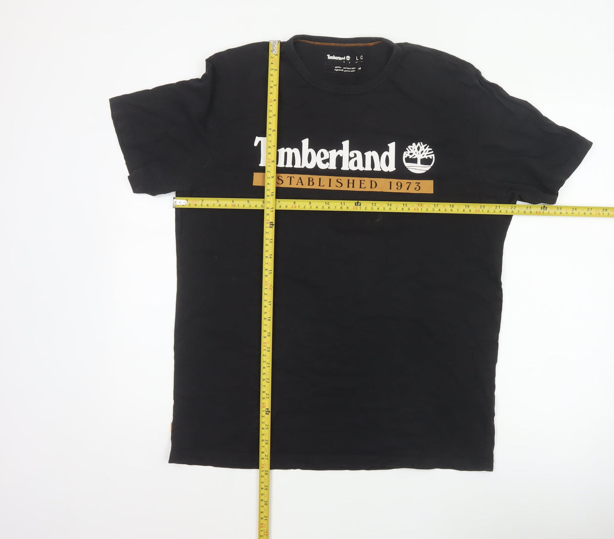 Timberland Men’s Black L Logo Graphic Print Crew Neck Cotton T-Shirt