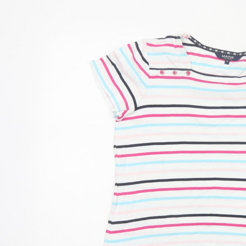 Maine New England Women’s Multicoloured Striped Cotton T-Shirt UK 16