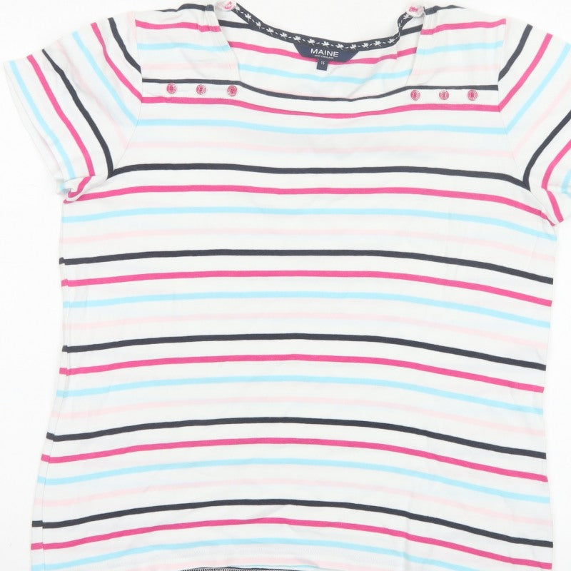 Maine New England Women’s Multicoloured Striped Cotton T-Shirt UK 16