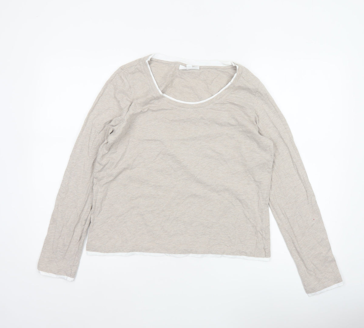 The White Company Women Beige UK 12 Basic Organic Cotton Long Sleeve Top