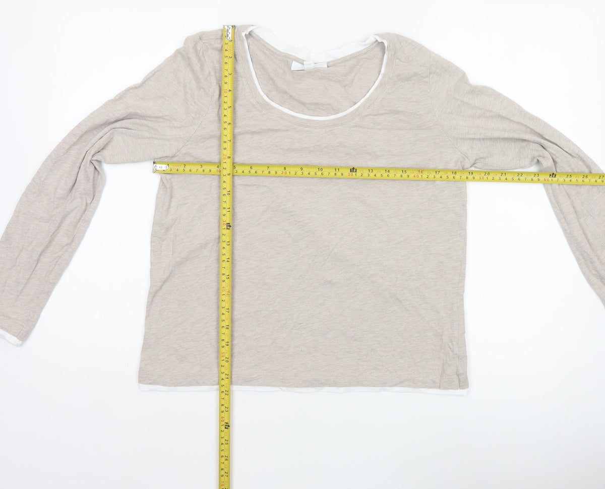 The White Company Women Beige UK 12 Basic Organic Cotton Long Sleeve Top