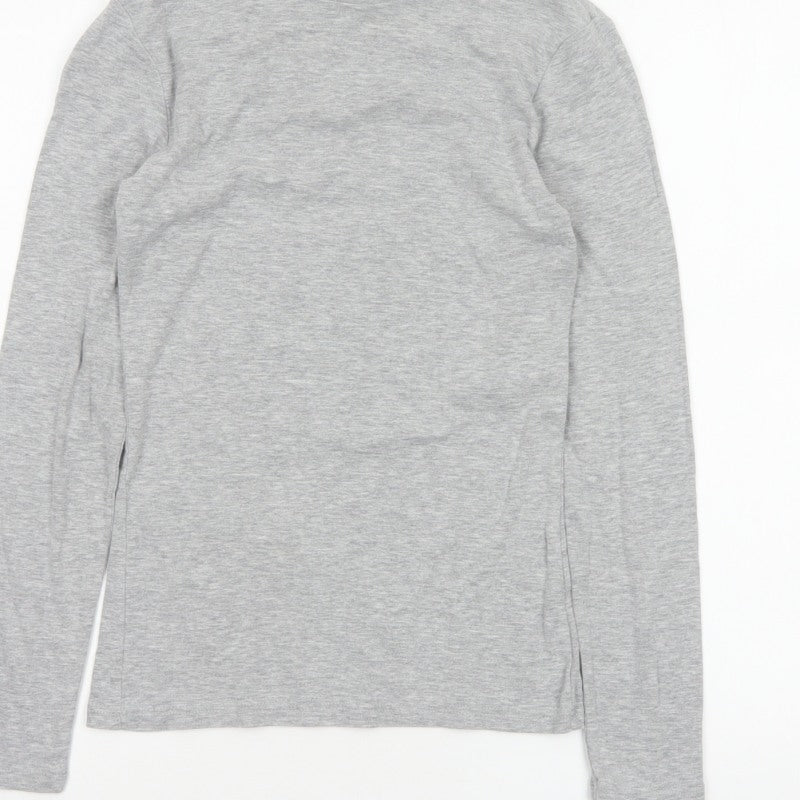 Dorothy Perkins Women Grey UK 10 Mock Neck Long Sleeve Basic Jersey Top