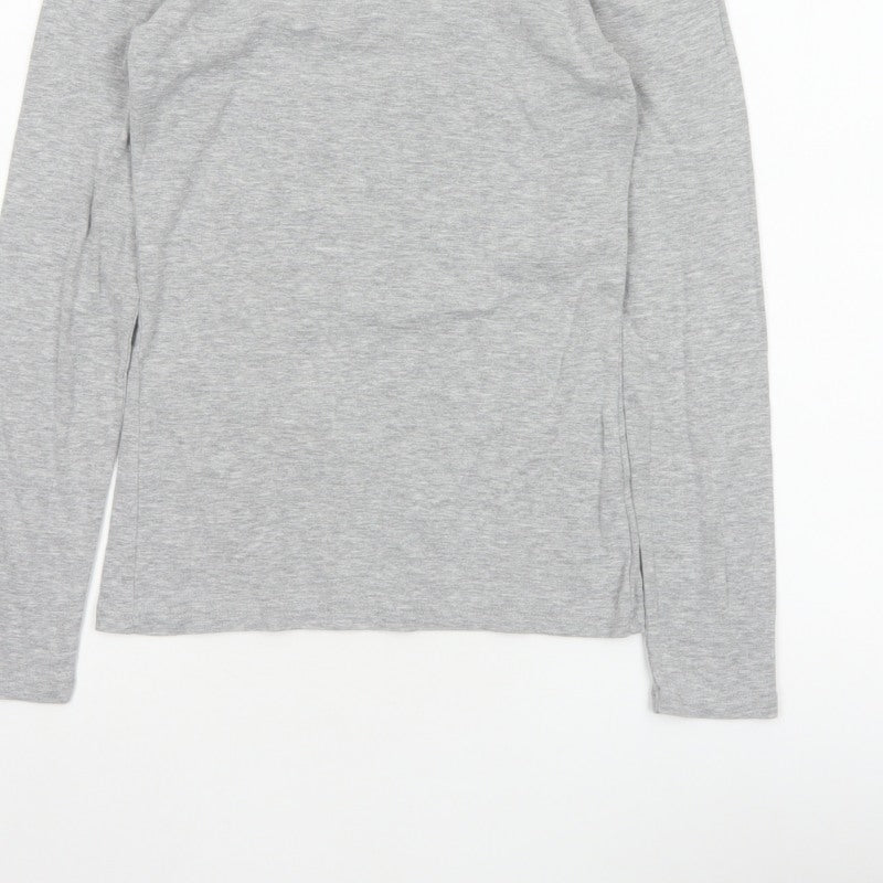 Dorothy Perkins Women Grey UK 10 Mock Neck Long Sleeve Basic Jersey Top