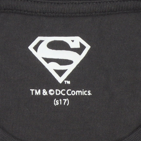 DC Comics Women’s Black Pink Superman Logo Slim Fit T-Shirt UK 8