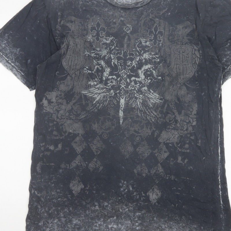 Custom Rags Men’s Black L Gothic Skull Graphic Print Cotton T-Shirt
