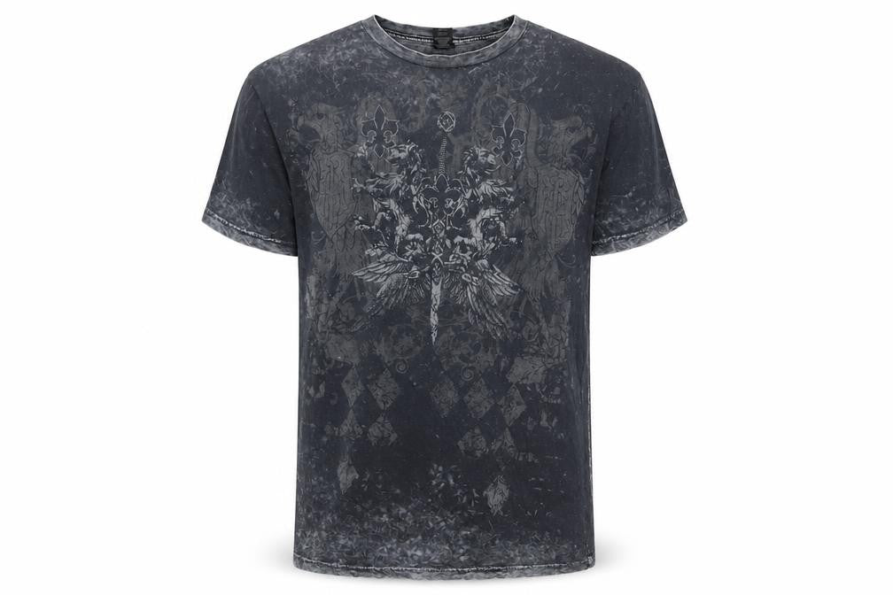 Custom Rags Men’s Black L Gothic Skull Graphic Print Cotton T-Shirt