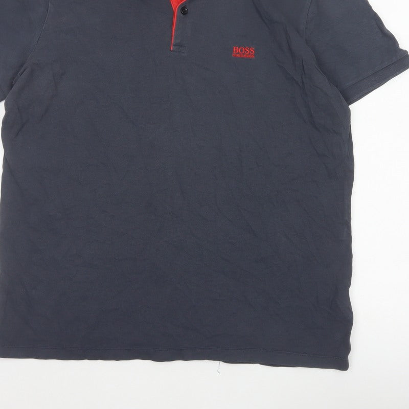 Additional view of Hugo Boss Men’s Blue XL Regular Fit Short Sleeve Logo Polo Shirt