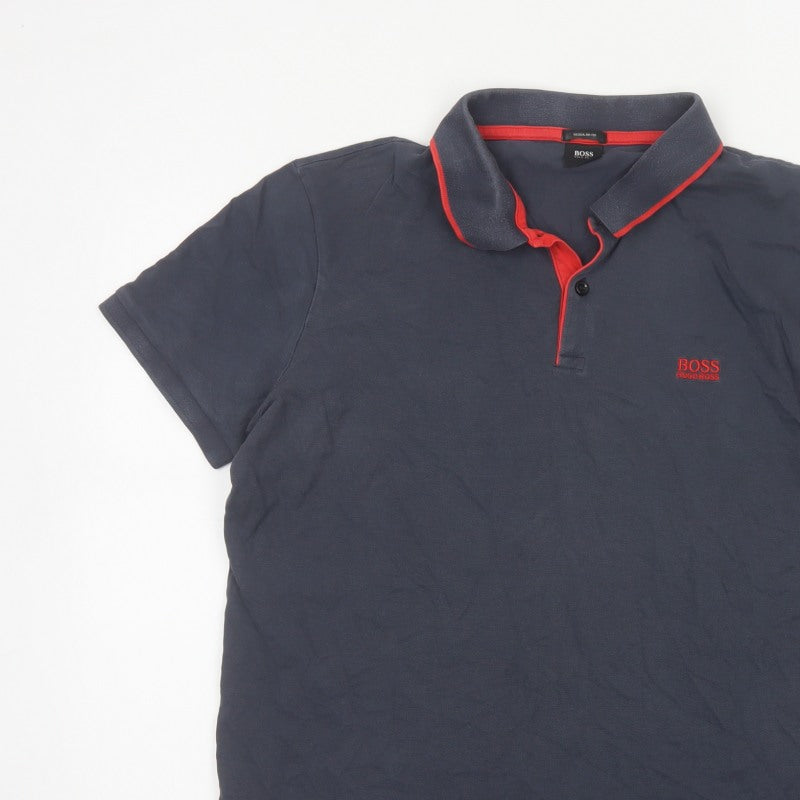 Additional view of Hugo Boss Men’s Blue XL Regular Fit Short Sleeve Logo Polo Shirt