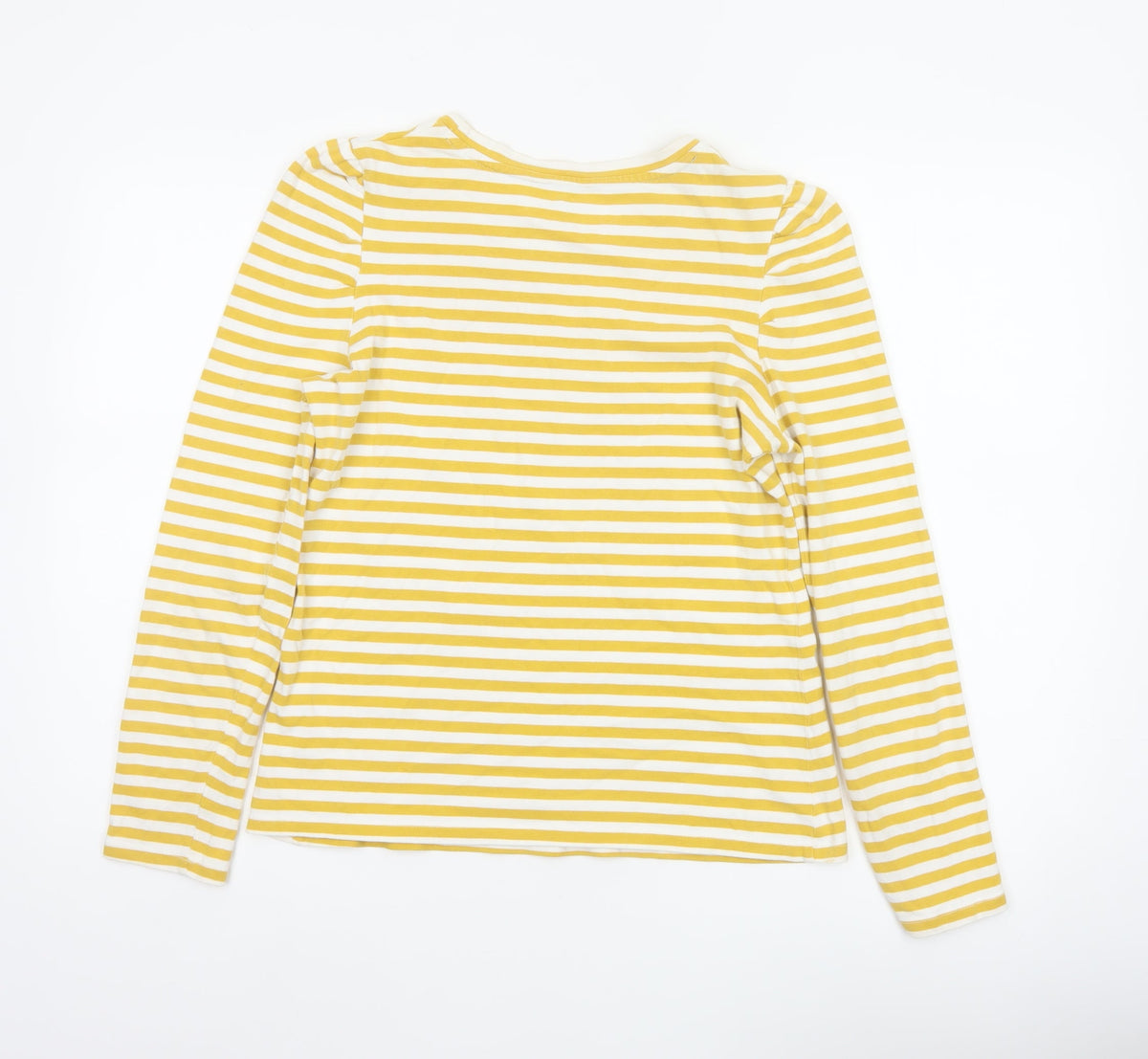 Joules Women Yellow White Striped Cotton Long Sleeve T-Shirt UK 10