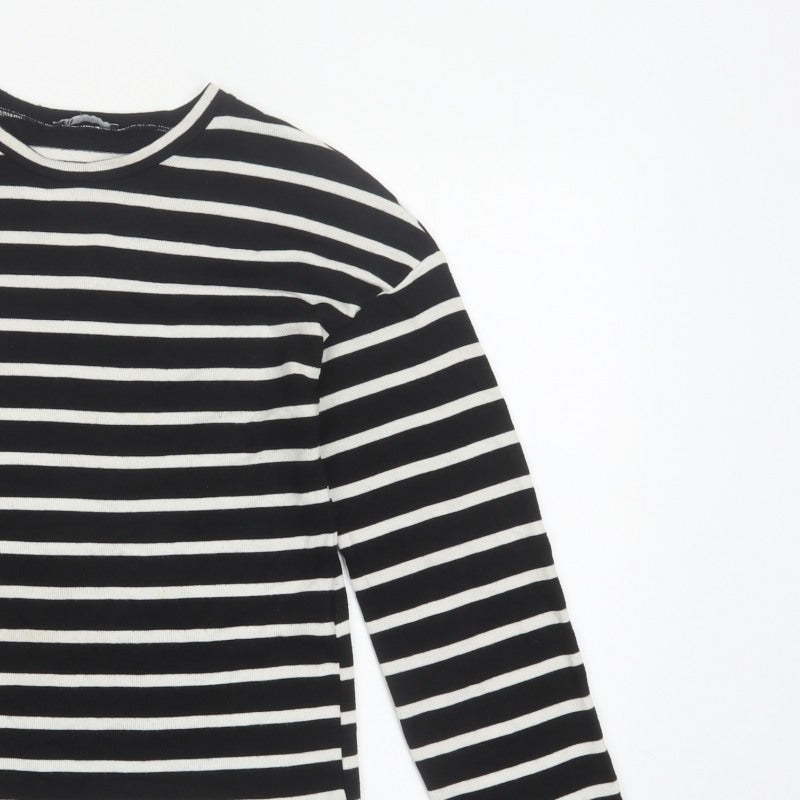 Zara Women’s Black White Stripe UK 8 Crew Neck Knit Jumper