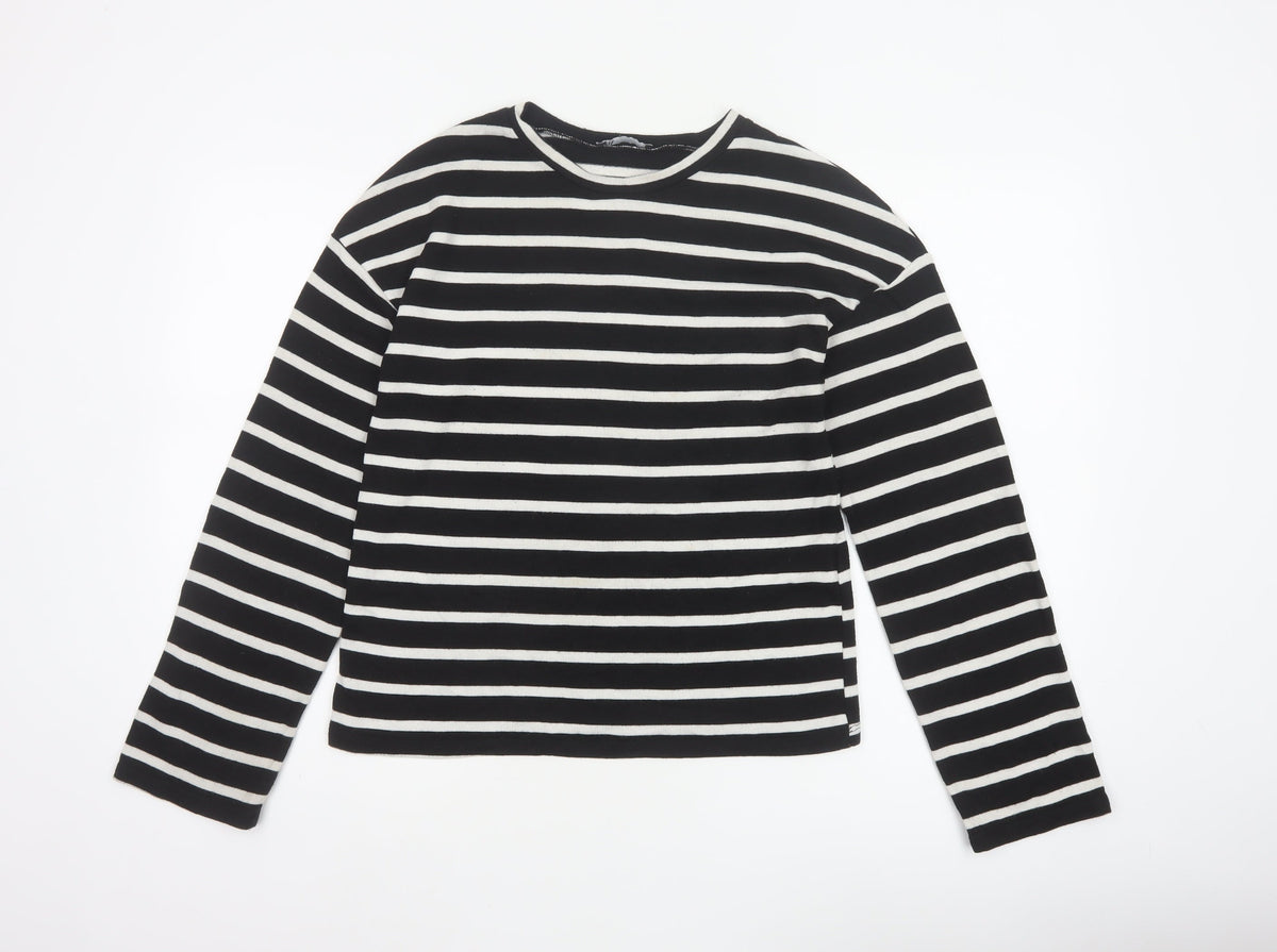 Zara Women’s Black White Stripe UK 8 Crew Neck Knit Jumper