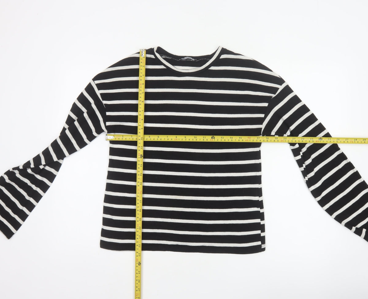 Zara Women’s Black White Stripe UK 8 Crew Neck Knit Jumper
