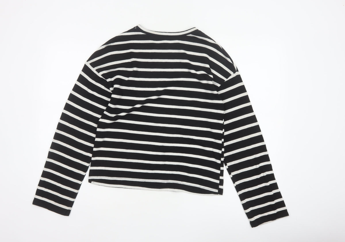 Zara Women’s Black White Stripe UK 8 Crew Neck Knit Jumper