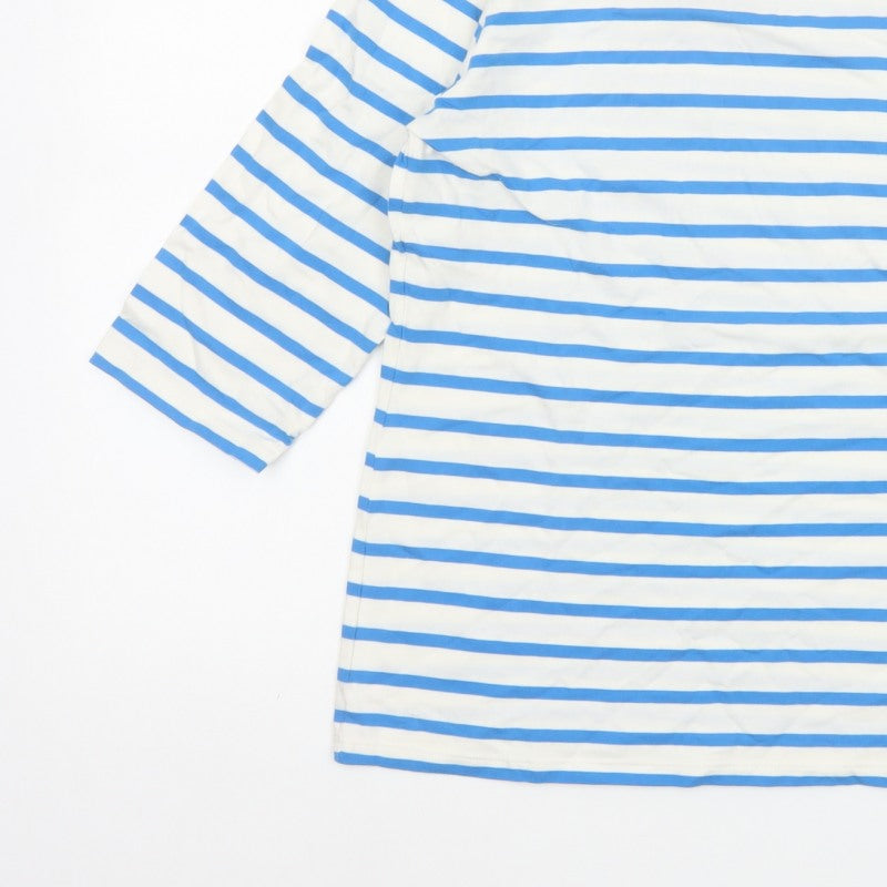 Seasalt Women Blue White Striped Sailor Top UK 14 Organic Cotton