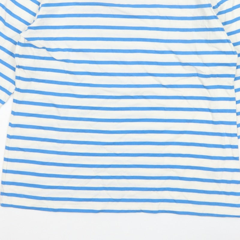Seasalt Women Blue White Striped Sailor Top UK 14 Organic Cotton
