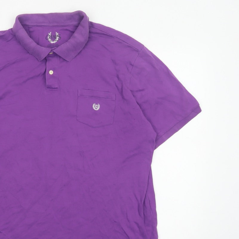 Chaps Men’s Purple 2XL Cotton Short Sleeve Logo Pocket Polo Shirt