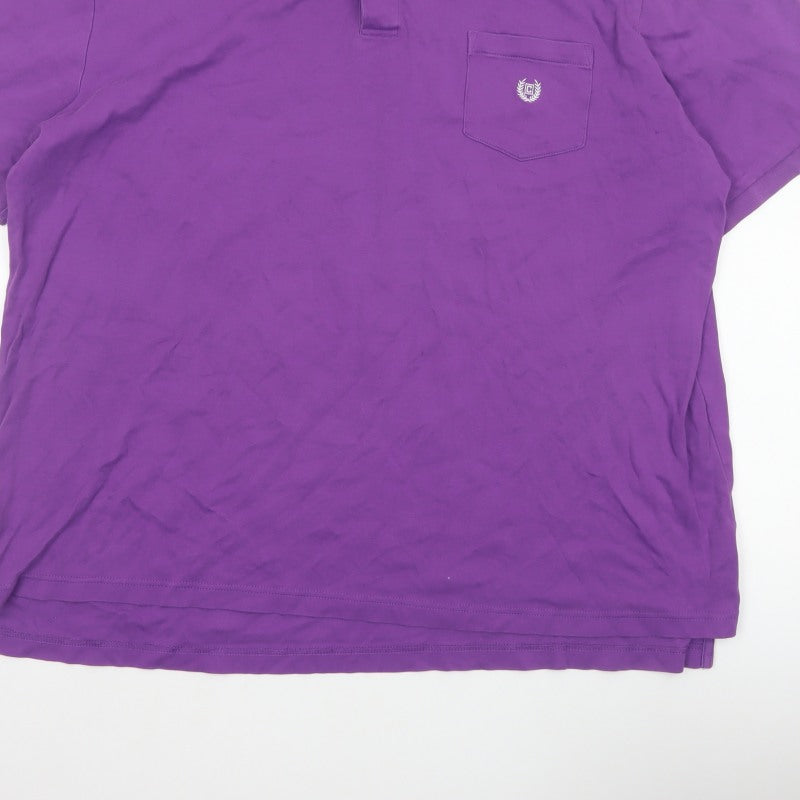 Chaps Men’s Purple 2XL Cotton Short Sleeve Logo Pocket Polo Shirt
