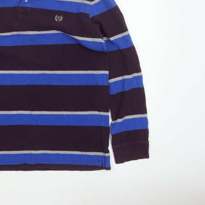 Chaps Mens Multicoloured L Long Sleeve Striped Cotton Polo Shirt
