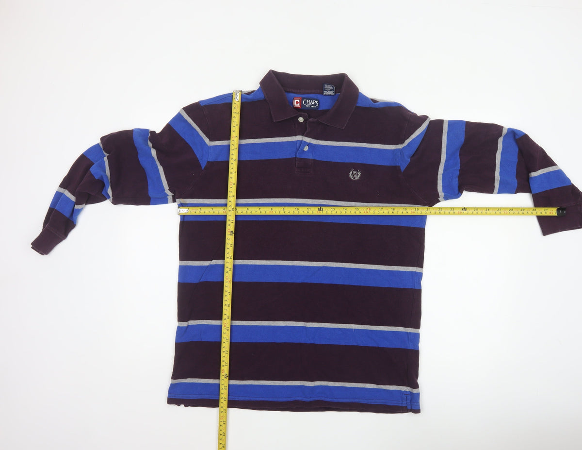Chaps Mens Multicoloured L Long Sleeve Striped Cotton Polo Shirt