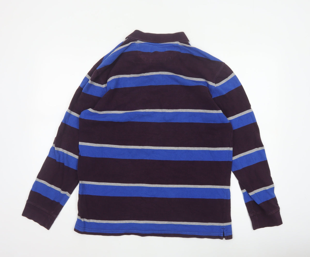 Chaps Mens Multicoloured L Long Sleeve Striped Cotton Polo Shirt
