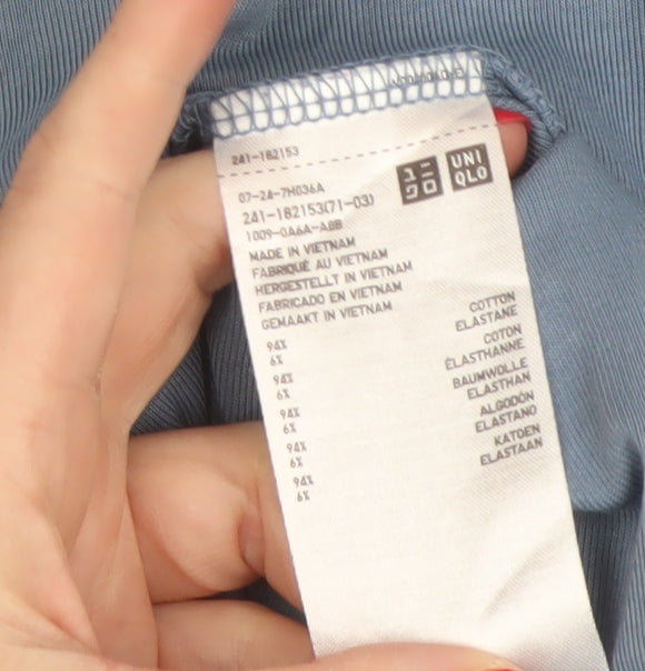 Uniqlo Women Blue L Supima Cotton Stretch 3/4 Sleeve Basic T-Shirt
