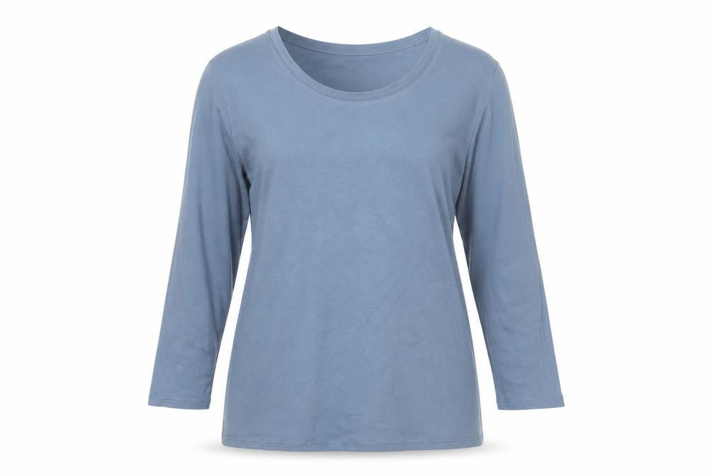 Uniqlo Women Blue L Supima Cotton Stretch 3/4 Sleeve Basic T-Shirt