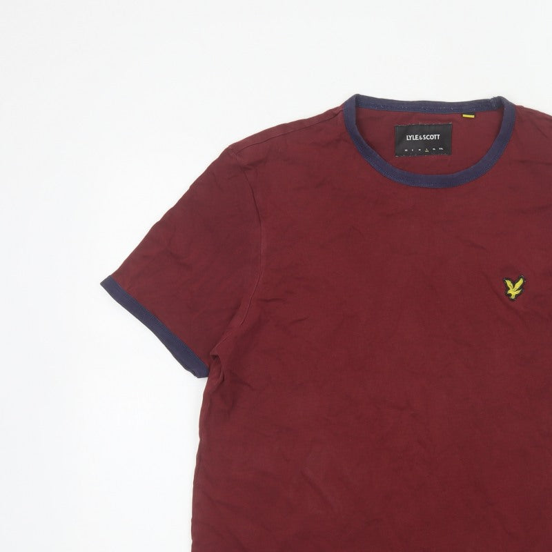 Lyle & Scott Men’s Red L Ringer Crew Neck Cotton T-Shirt Logo