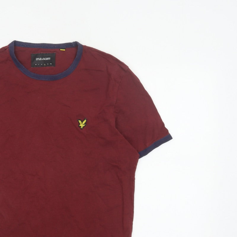 Lyle & Scott Men’s Red L Ringer Crew Neck Cotton T-Shirt Logo
