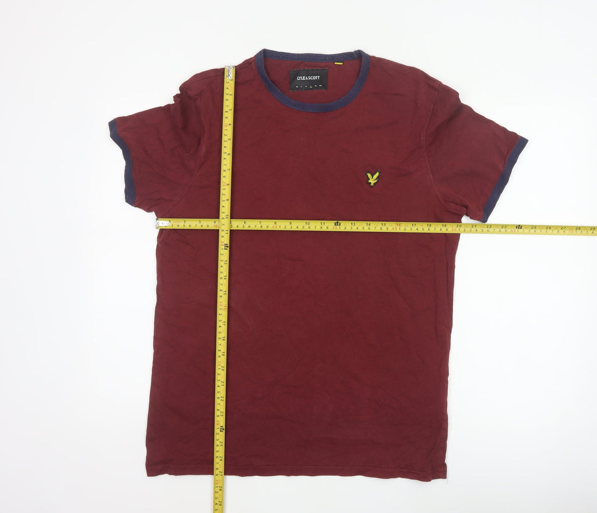 Lyle & Scott Men’s Red L Ringer Crew Neck Cotton T-Shirt Logo