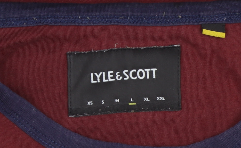 Lyle & Scott Men’s Red L Ringer Crew Neck Cotton T-Shirt Logo