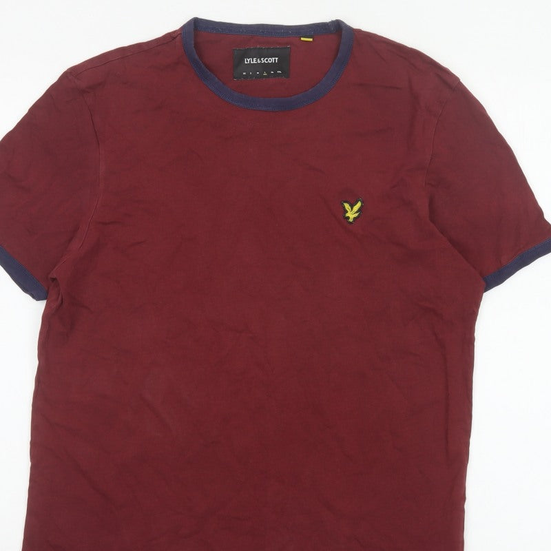 Lyle & Scott Men’s Red L Ringer Crew Neck Cotton T-Shirt Logo