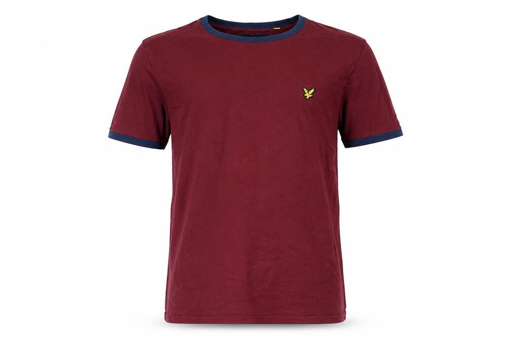 Lyle & Scott Men’s Red L Ringer Crew Neck Cotton T-Shirt Logo