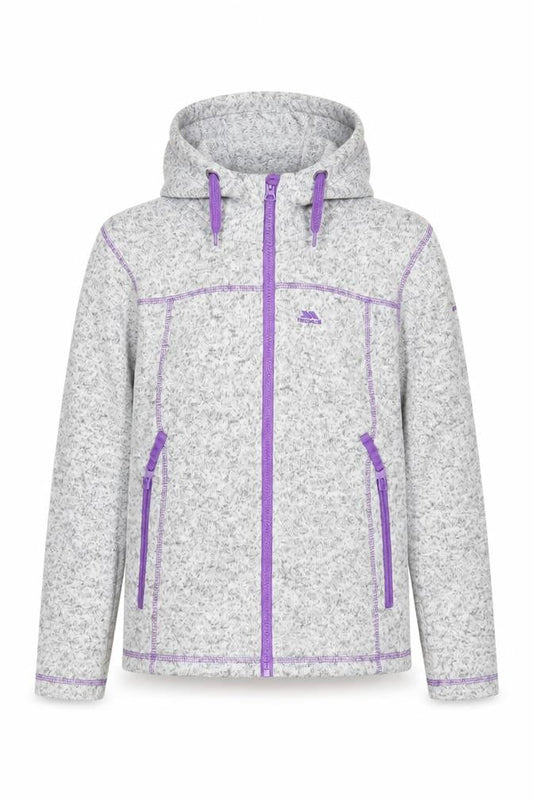 Trespass Girls Grey Purple Full Zip Fleece Hoodie 9-10 Years